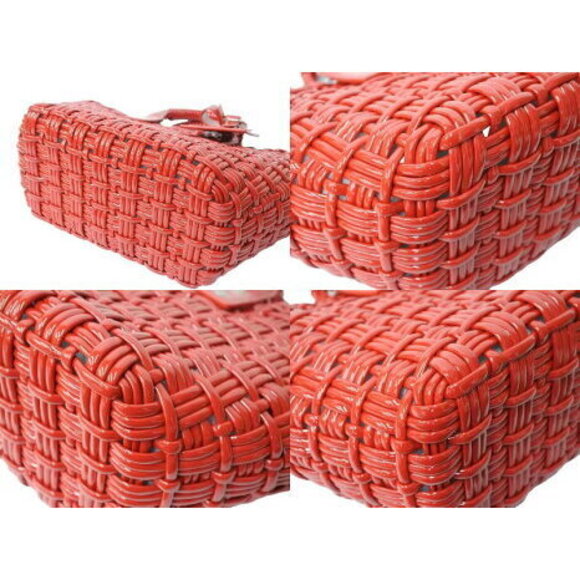 BALENCIAGA Bistro Basket Bag handbag tweed red enamel - Picture 7 of 8